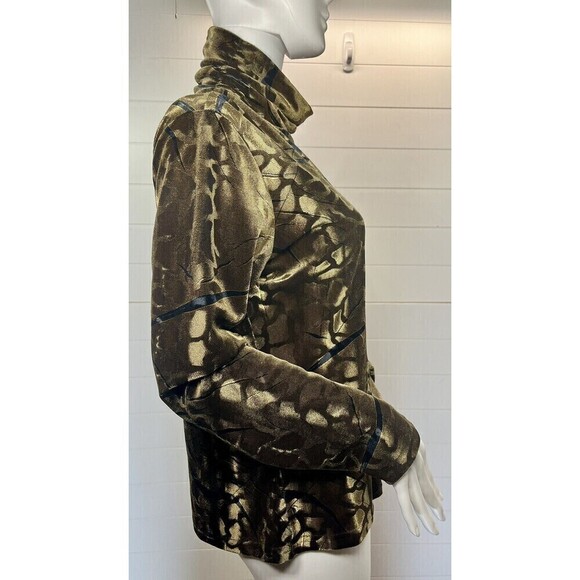 Ninety VTG Blouse Crushed Velvet Burnout Womens Med Abstract Rave Whimsy Goth - Picture 6 of 13